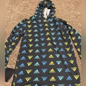 Adidas Multicolor Logo Pattern Hoodie